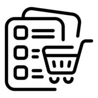 Online shopping cart over checklist representing ecommerce purchase vector