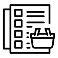Shopping basket icon over checklist representing online shopping procedure vector