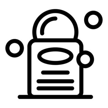 Simple line drawing of a space capsule floating in orbit vector