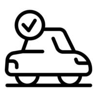 Car passing quality control with check mark icon vector