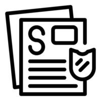 Broken shield protecting important document symbolizing data breach vector