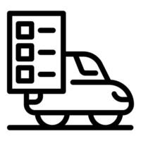 Delivery service checking online order using mobile app on smartphone in a car vector