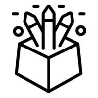 Pencils exploding from box representing creative thinking process vector