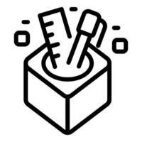 Pencil and ruler standing in a pot being organized for work vector