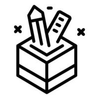 Pencil and ruler standing upright in a box for school or office supplies vector