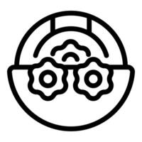 Engineering thinking process icon depicting gears turning in hard hat vector