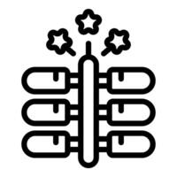 Line art icon of firework rocket exploding with stars vector