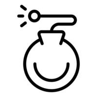 Round bomb with burning fuse showing a funny face icon vector