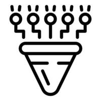 Sales funnel converting multiple leads into potential customers vector