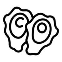 Line art icon of two open oysters, ready to be enjoyed vector