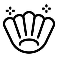Simple scallop icon with sparkles representing cleanliness vector