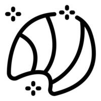 Minimalist line art icon depicting a shiny seashell with sparkles vector