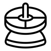 Spinning top toy icon, traditional child play object outline vector