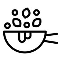 Line icon style illustration of a colander separating water from food vector