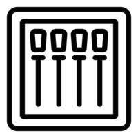 Audio control panel icon showing four faders for mixing music vector