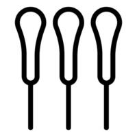 Three tuning forks standing upright on white background vector