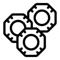 Three octagonal nuts are being connected together vector