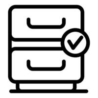 Archive cabinet with check mark showing approved storage concept vector