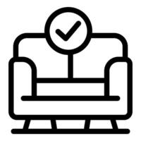 Sofa with check mark representing successful furniture assembly vector