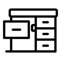 Office desk with drawers and computer screen for working from home vector
