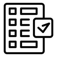 Digital checklist icon indicating completed task with checkmark symbol vector