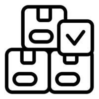 Stack of cardboard boxes with checkmark representing successful delivery vector