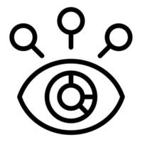 Eye analyzing market data with magnifying glass for business insights vector