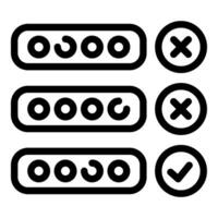 Loading bar showing progress and result with checkmark and cross icons vector