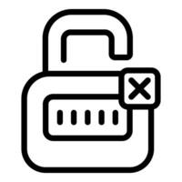 Locked password showing error message with cross mark vector
