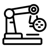 Robotic arm holding semiconductor chip in modern factory vector