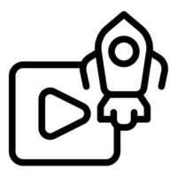 marketing rocket launching from play button icon vector