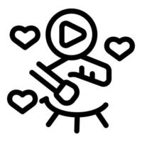 Blogger holding microphone recording blog getting likes vector