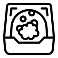 Cat toilet is being washed and disinfected creating foam bubbles vector