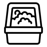 Cat litter box filled with clumping cat litter icon vector