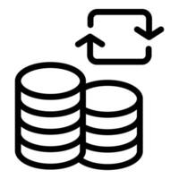 Money transferring icon showing sending and receiving coins vector
