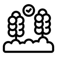 Field of sorghum growing under sun with checked mark icon vector