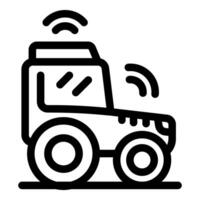 Smart farm tractor using gps navigation system icon vector