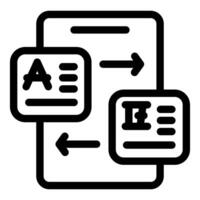 Smartphone exchanging text documents using arrows vector