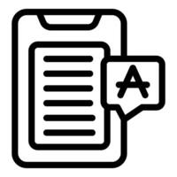 Mobile phone showing text editing app icon vector