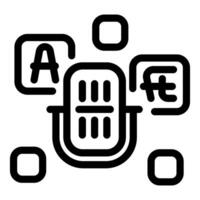 Microphone translating languages icon, language exchange concept vector