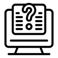 Computer showing online survey with question mark vector
