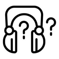 Headphones surrounded by question marks representing online support vector