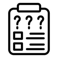 Clipboard with question marks displaying doubtful answers vector