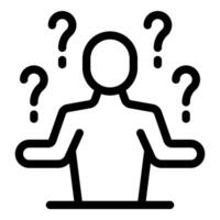 Person shrugging shoulders with question marks vector