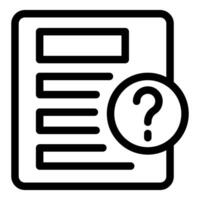 Question mark is appearing over a document representing data analysis and research vector