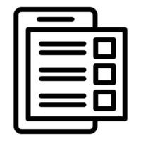Icon of a smartphone displaying an online survey with empty checkboxes vector