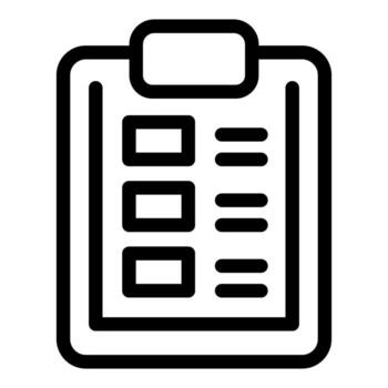 esta sencillo icono de un portapapeles muestra casillas de verificación y líneas, representando conceptos me gusta tomando un encuesta vector