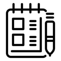 Notepad with pen, writing business strategy and taking notes vector