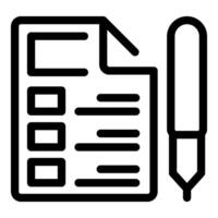 Businessman writing notes on paper with pen icon vector