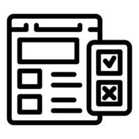 Online survey form being checked with checkmark and cross mark icons vector
